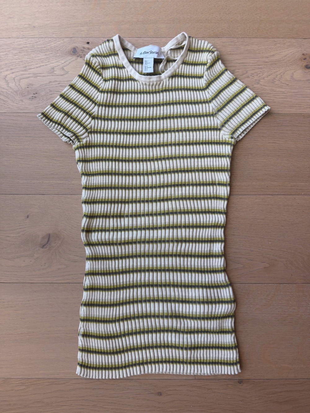 And Other Stories Striped Ribbed Knit Women's Top in White and Olive
